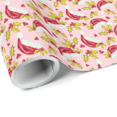 クラシックサンタハットホリーノベルティピンクおもしろいクリスマス ラッピングペーパー (ロールコーナー)