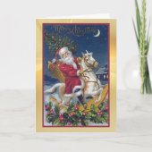 クラシックサンタロッキングホースクリスマスカード シーズンカード (正面)