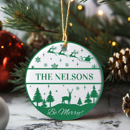 クラシックサンタ&スレイファミリーキープサケカスタムー セラミックオーナメント