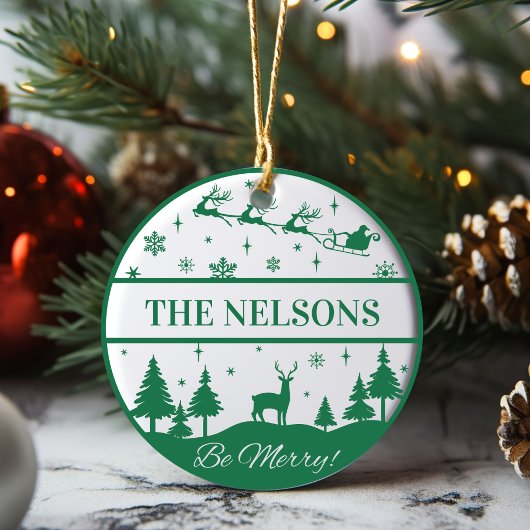 クラシックサンタ&スレイファミリーキープサケカスタムー セラミックオーナメント