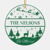 クラシックサンタ&スレイファミリーキープサケカスタムー セラミックオーナメント (正面)