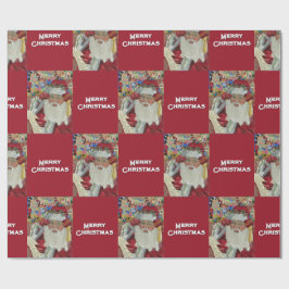クラシックサンタ – チェックイトゥーズホリデーブルゴーニュ ラッピングペーパー