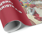 クラシックサンタ – チェックイトゥーズホリデーブルゴーニュ ラッピングペーパー (ロールコーナー)