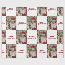 クラシックサンタ – チェックイトゥーズホリデーホワイト ラッピングペーパー