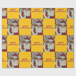 クラシックサンタ – チェックイトゥーズホリデー金ゴールド ラッピングペーパー