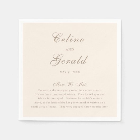 クラシックサンディニュートラルエレガントウェディング スタンダードカクテルナプキン (正面)