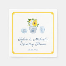 クラシックサンフラワーズブルー&ホワイト花器ブライダルシャワー