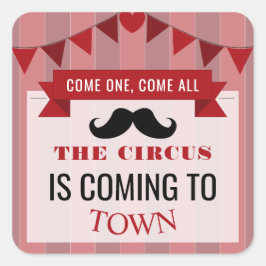クラシックサーカスポスターチルドレンズバースデーパーティー スクエアシール