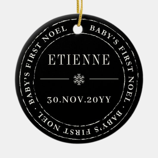 クラシックサークル刻印シールベビーファーストノールフォト セラミックオーナメント (正面)