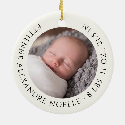 クラシックサークル刻印シールベビーファーストノールフォト セラミックオーナメント (裏面)