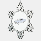 クラシックシェヴィチェベルマッスルカーペンシルスケッチ スノーフレークピューターオーナメント (右)