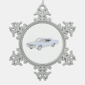 クラシックシェヴィチェベルマッスルカーペンシルスケッチ スノーフレークピューターオーナメント (正面)