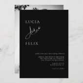 クラシックシックな白黒フォトズ結婚ズ 招待状 (正面/裏面)