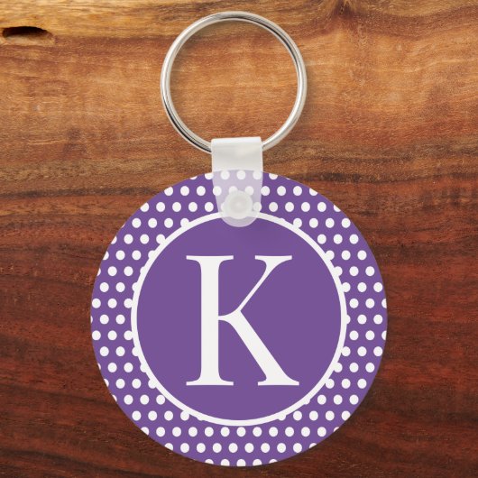 クラシックシックイニシャル文字水玉模様キーチェーン キーホルダー (正面)