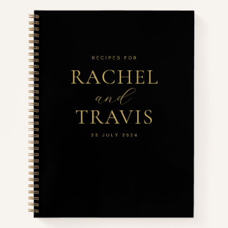 クラシックシックブラック&金ゴールド新着レシピ ノートブック