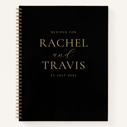 クラシックシックブラック&金ゴールド新着レシピ ノートブック (正面)