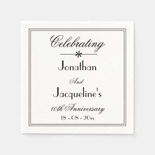 クラシックシックホワ結婚イト記念日紙 スタンダードカクテルナプキン (正面)