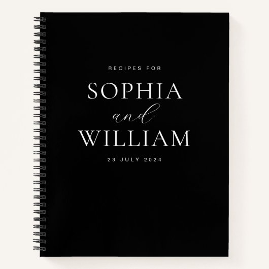 クラシックシック白黒カップルレシピ ノートブック (正面)