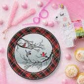 クラシックシック赤黒黄白タータンチェック模様 ペーパープレート (パーティー)