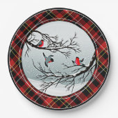 クラシックシック赤黒黄白タータンチェック模様 ペーパープレート (正面)