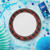 クラシックシック赤黒黄白タータンチェック模様 ペーパープレート (パーティー)