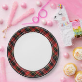 クラシックシック赤黒黄白タータンチェック模様 ペーパープレート (パーティー)