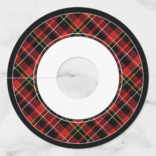 クラシックシック赤黒黄白タータンチェック模様 ワイングラスタグ (正面)