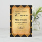 クラシックシック金ゴールドブラックエレガント誕生日 招待状 (スタンド正面)