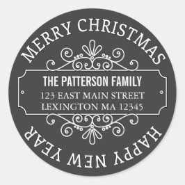 クラシックシャルボードメリークリスマスラベル ラウンドシール