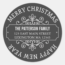 クラシックシャルボードメリークリスマスラベル ラウンドシール