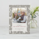 クラシックシルバモダンイルライトクリスマスフォトカード シーズンカード (スタンド正面)