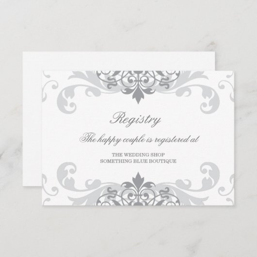 クラシックシルバーグレイ製鉄結婚工所登録簿 エンクロージャーカード (正面/裏面)