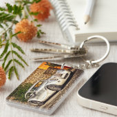 クラシックシルバースポーツカー キーホルダー (正面右)