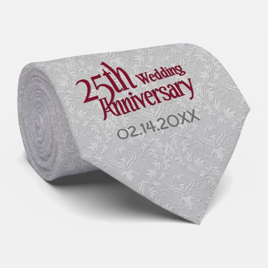 クラシックシルバーダマスク25結婚周年 ネクタイ (ロール)