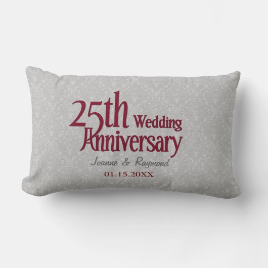 クラシックシルバーダマスク25結婚周年 ランバークッション (正面)