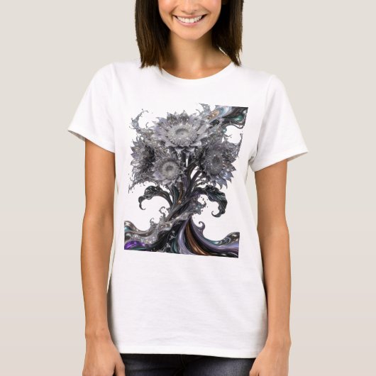 クラシックシルバー抽象アートデザイン v2 tシャツ (正面)