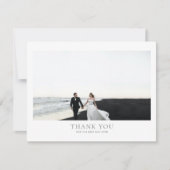 クラシックシルバー横向きロマンチック結婚写真 サンキューカード (正面)