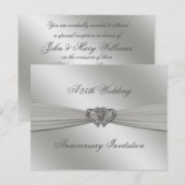 クラシックシルバー 25周年結婚記念日招待状 招待状 (正面/裏面)