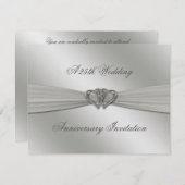 クラシックシルバー 25周年 結婚記念日 招待状 (正面/裏面)