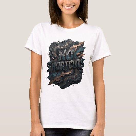 クラシックシルバー NO SHORTCUTS Tシャツ (正面)