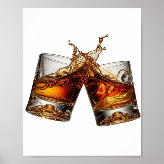 クラシックシルバー WHISKY SPLASH デザイン ポスター (正面)