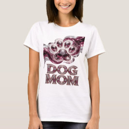 クラシックシルバーDOG MOMボールドデザイン Tシャツ