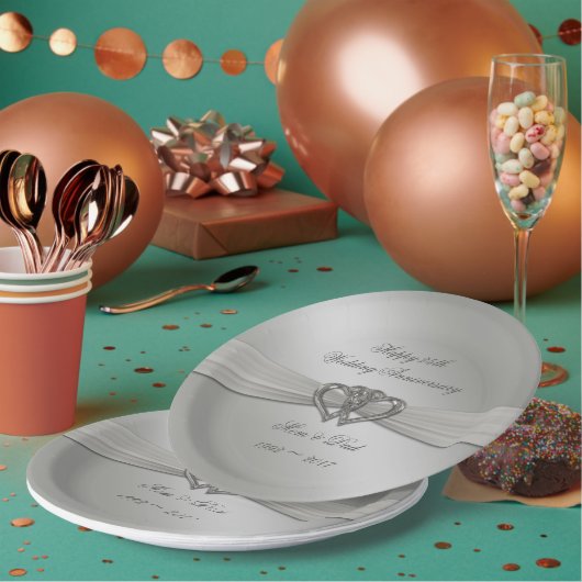 クラシックシルバ25結婚周年記念プレート ペーパープレート (複数)