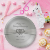 クラシックシルバ25結婚周年記念プレート ペーパープレート (パーティー)