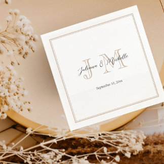 クラシックシンプルイニシャルモダンモノグラムミニメールスト スタンダードカクテルナプキン