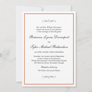 クラシックシンプルエレガンスバーンオレン結婚ジズ 招待状