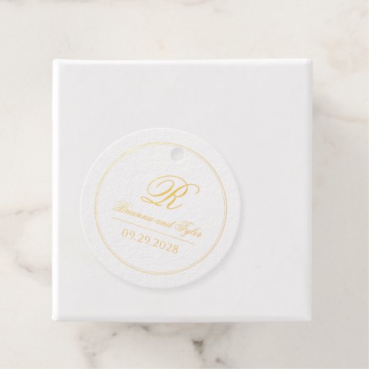 クラシックシンプルエレガンス結婚フォイルメッセージカード フェイバータグ (箱)