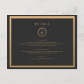 クラシックシンプルエレガンス金ゴールド結婚ブラック エンクロージャーカード (正面)