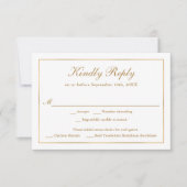 クラシックシンプルエレガンス金ゴールドRSVPメニュー選択 出欠カード (正面)