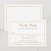 クラシックシンプルエレガンス金ゴールドRSVPメニュー選択 出欠カード (正面/裏面)